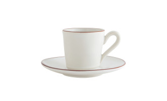 Coffee Cup and Saucer Beja White-Red 80 ml