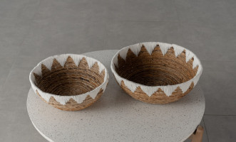 Waterhyacinth Set Of 2 Baskets With Macrame