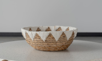 Waterhyacinth Set Of 2 Baskets With Macrame