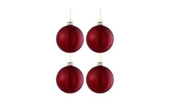 Christmas Baubles Regular Glass Shiny Red M Box Of 4
