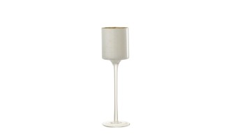 Tealight Holder Milano Glass White/Gold On Foot S