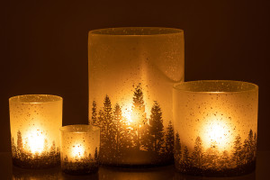 Hurricane Tree Green Snow Glass XL Assortment of 2