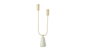 Dune Candleholder Marble/Iron Gold/White