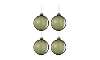 Christmas Bauble Glass Dark Green Box Of 4 