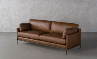 Gibson Leather Sofa (Old saddle Color)