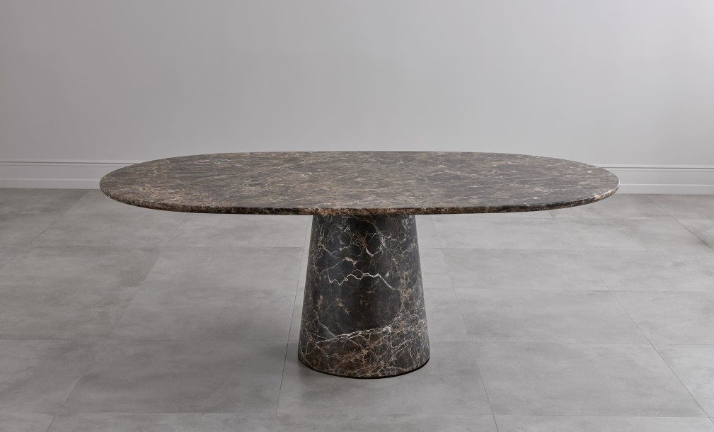 Uno Dark Emperador oval dining table M