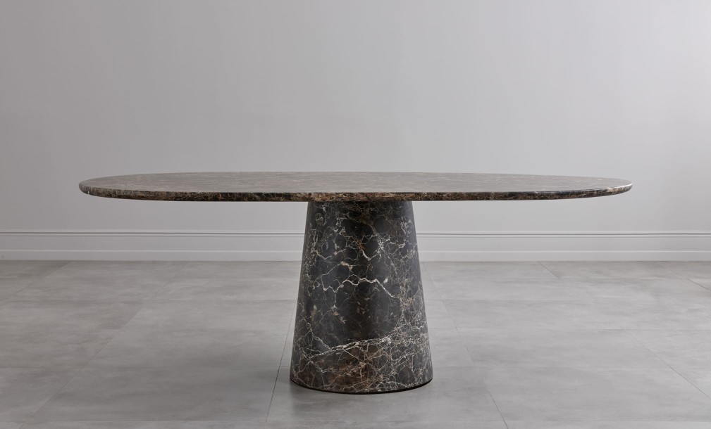 Uno Dark Emperador oval dining table M
