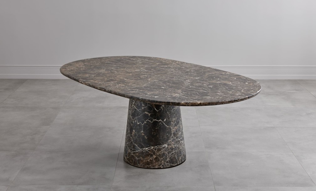 Uno Dark Emperador oval dining table M