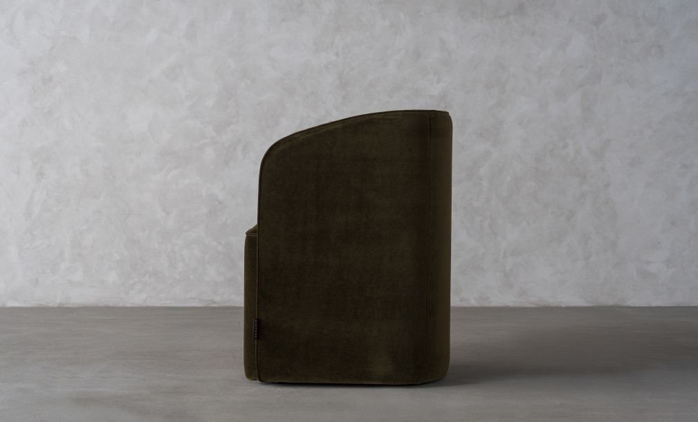 Aldo Wheeled Chair (Olive velvet)