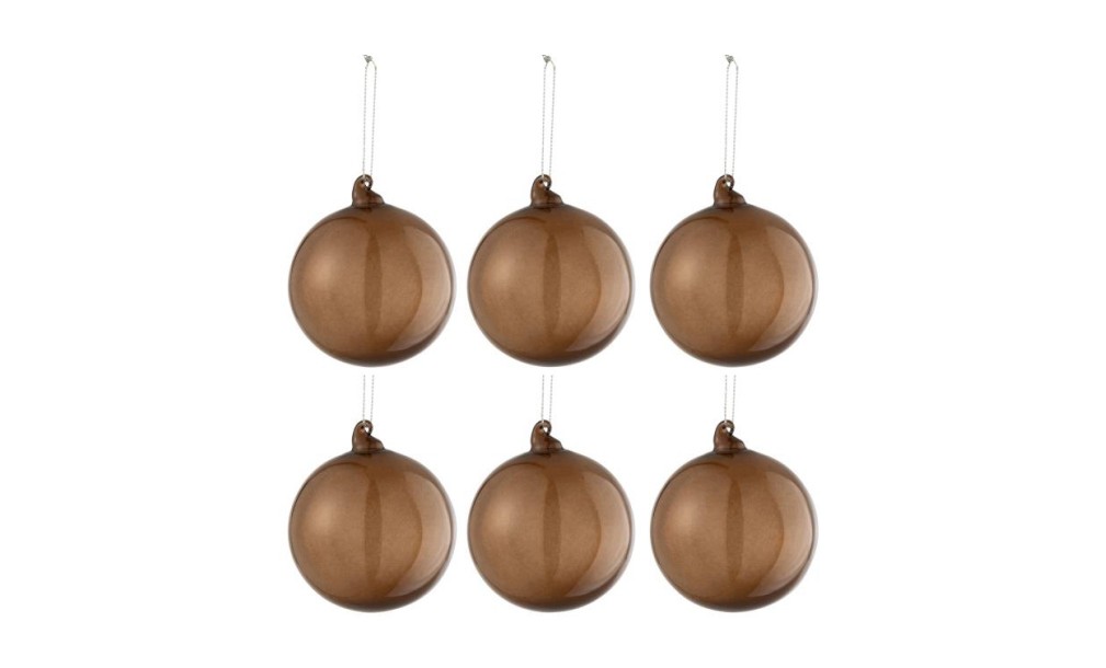 Christmas Baubles Brown Small Box Of 6