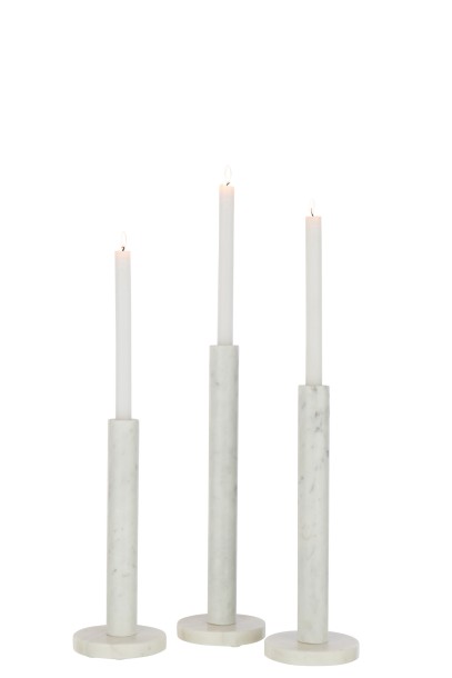 Candle Holder Marble White, Set Of 3