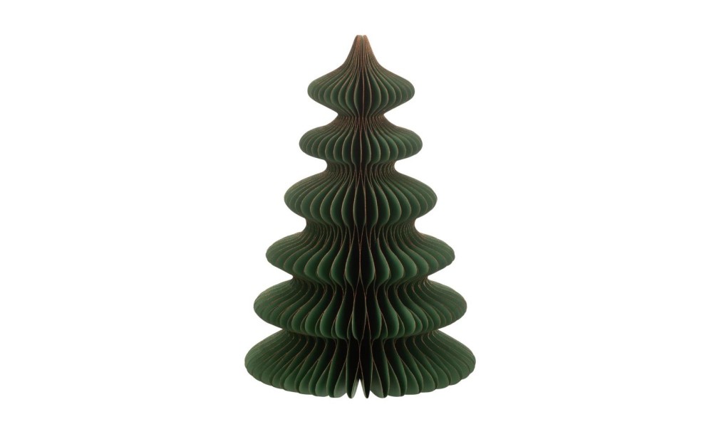 Christmas Paper Tree Waves Dark Green/Copper (25x25x38cm)
