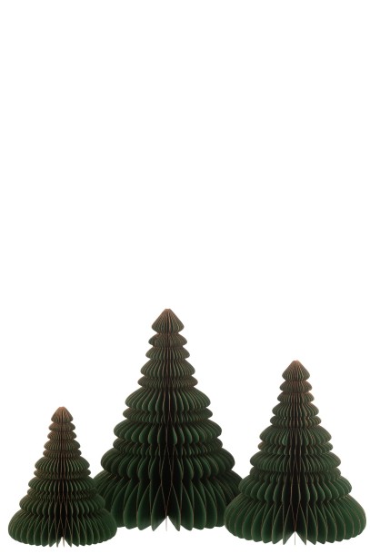 Christmas Paper Tree Waves Dark Green/Copper (25x25x38cm)
