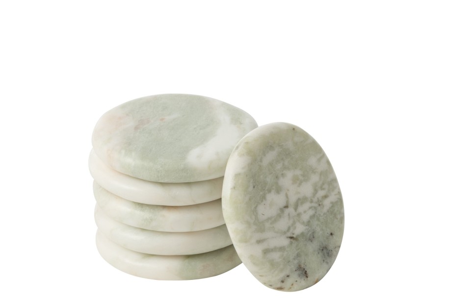 Coaster Marble White/Green, Set Of 6