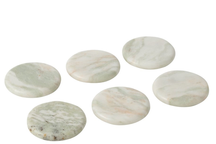 Coaster Marble White/Green, Set Of 6