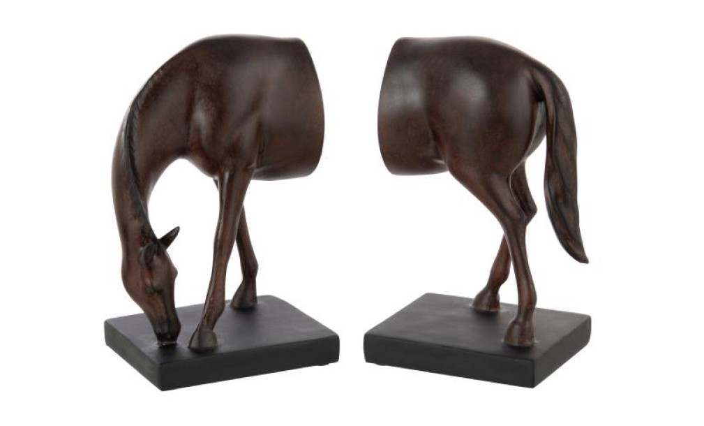 Horse Bookend Dark Brown, Set Of 2