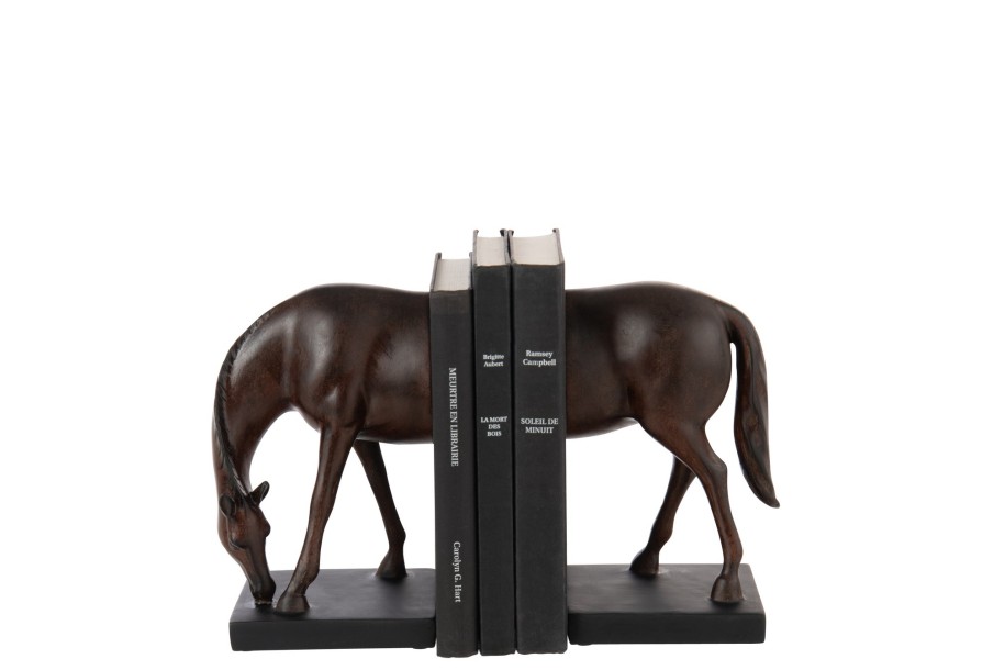Horse Bookend Dark Brown, Set Of 2
