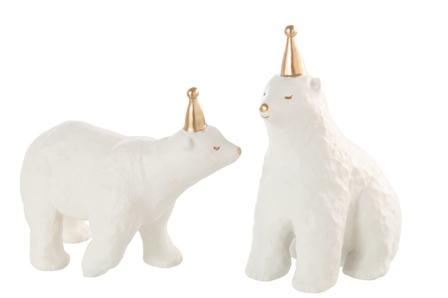Polar Bear Figurine White/Gold (17x12x24,5cm)