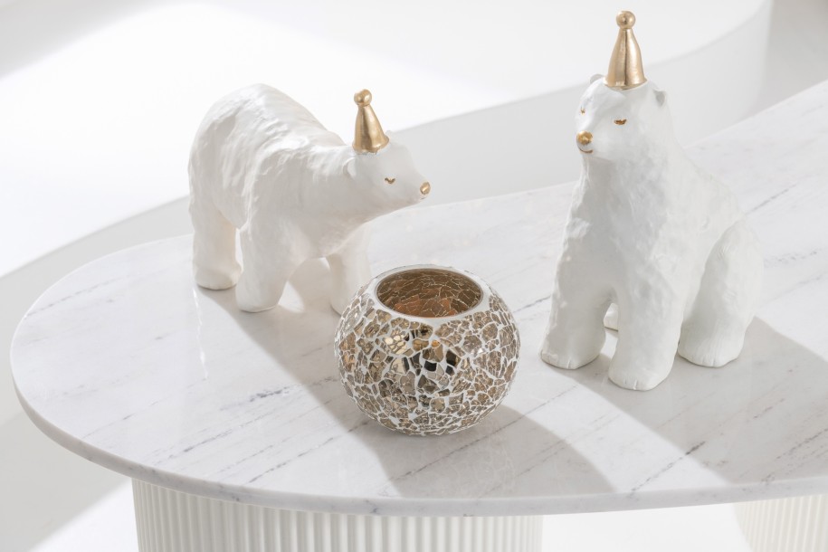 Polar Bear Figurine White/Gold