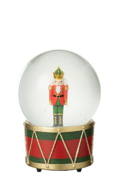 Water Globe Nutcracker Christmas Red/Dark Green (12x12x17cm)