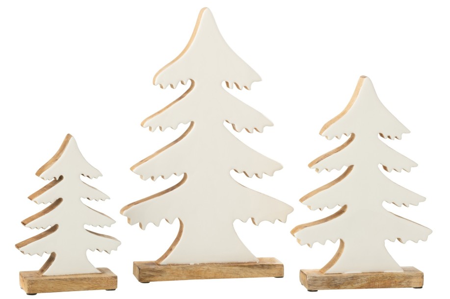 Pine Tree On Base White/Natural Large (22x5x35cm)