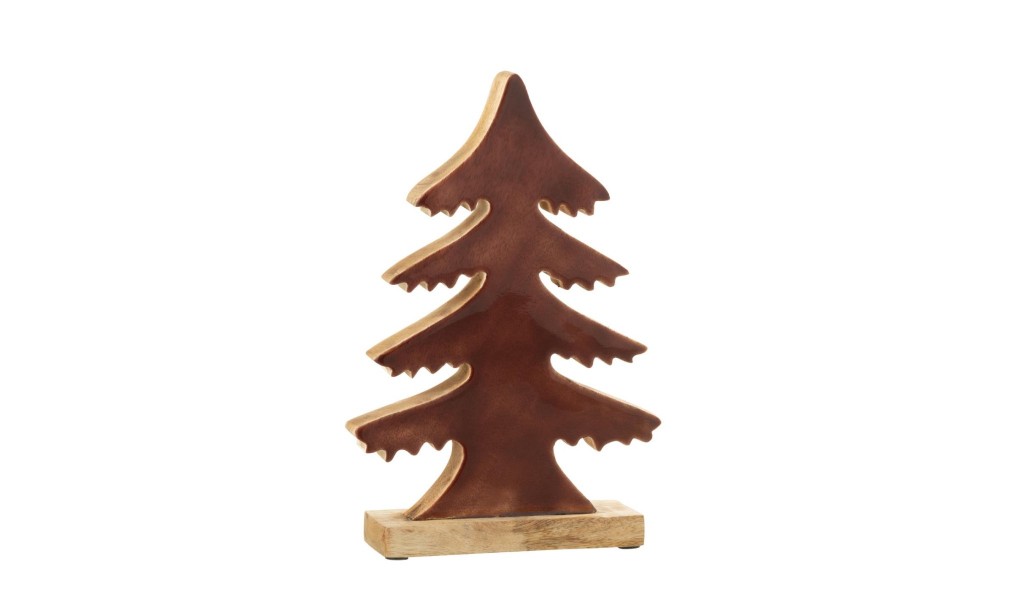 Pine Tree On Base Natural/Brown Medium (18x5x27cm)