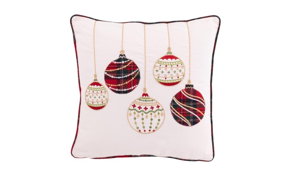 Christmas Baubles Cushion White/Red (45x45x15cm)