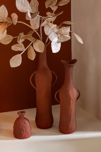 Vase Aluminium Terracotta Small (14x9x40cm)