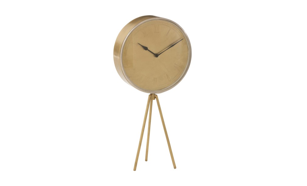 Clock Op Tripod Iron Gold L