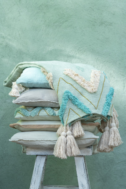 Cushion Pompom Blue