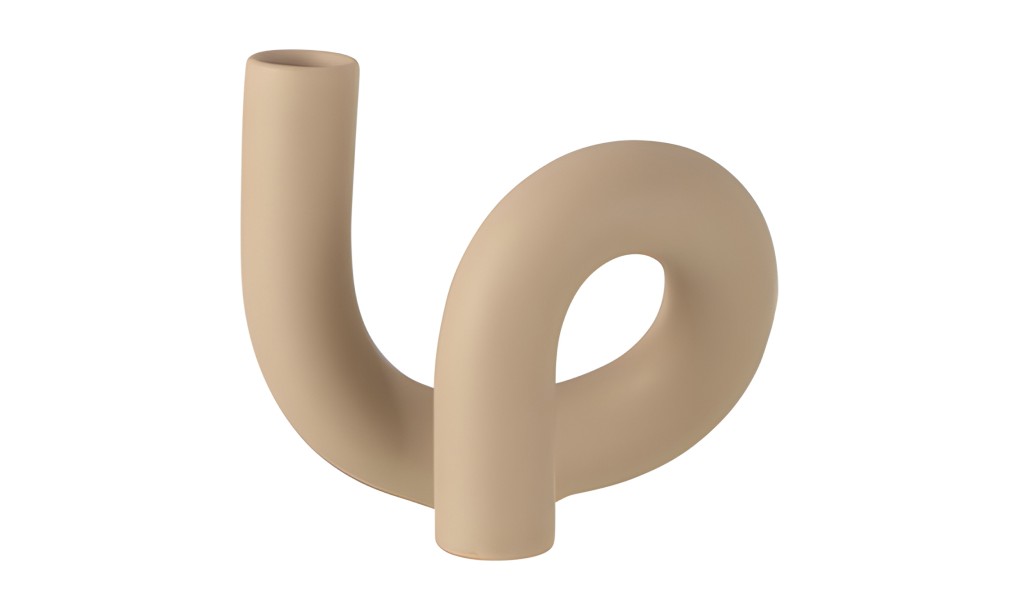 Torsion Candle Holder Beige