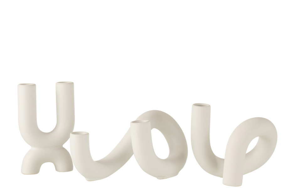 Torsion Candle Holder White 2 Candles