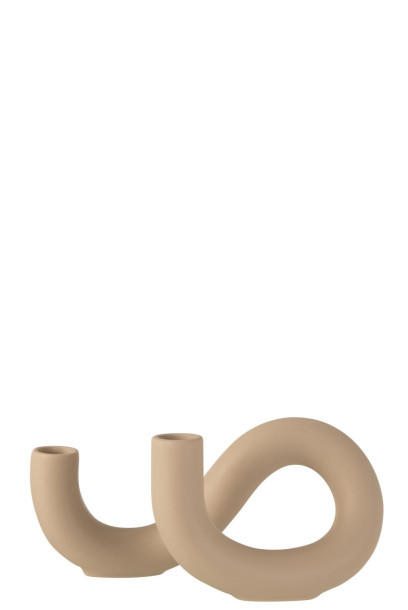 Torsion Candle Holder Beige 2 Candles