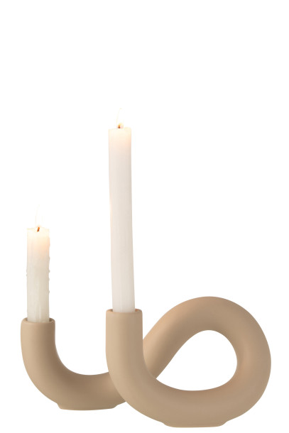 Torsion Candle Holder Beige 2 Candles