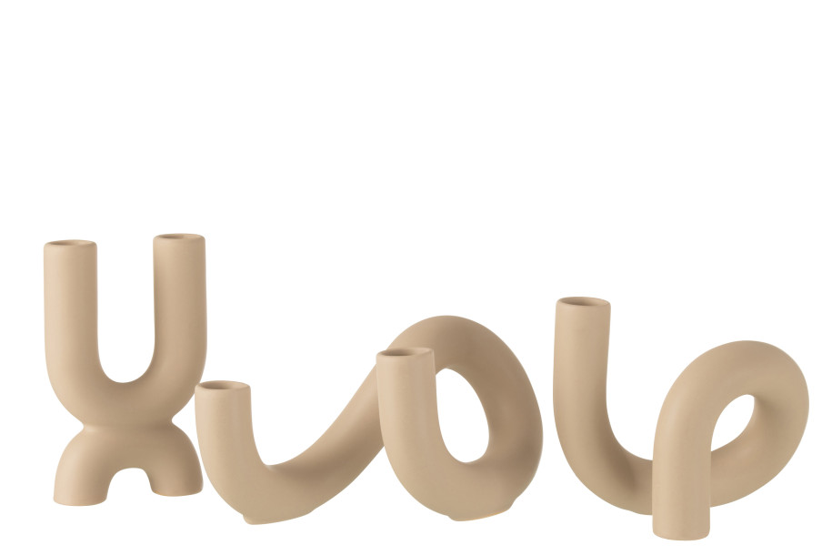 Torsion Candle Holder Beige 2 Candles