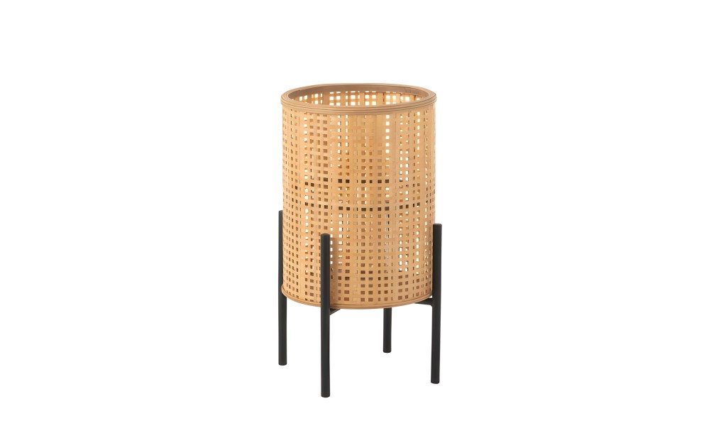 Lantern On Foot Bamboo Natural S