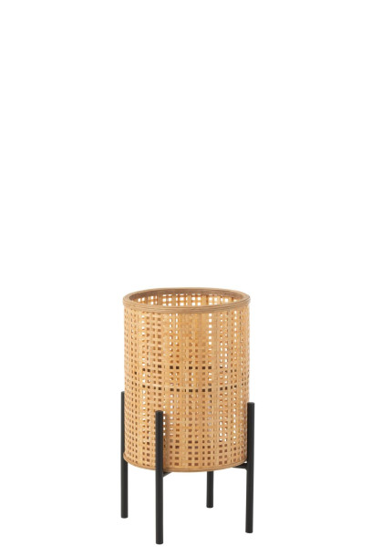 Lantern On Foot Bamboo Natural S