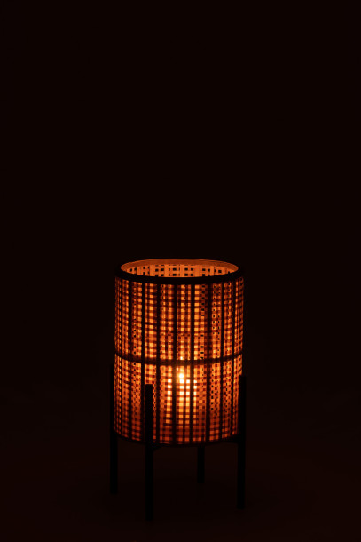Lantern On Foot Bamboo Natural S