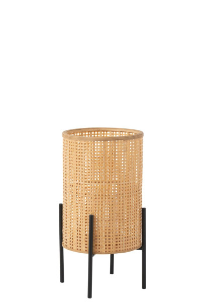 Lantern On Foot Bamboo Natural L