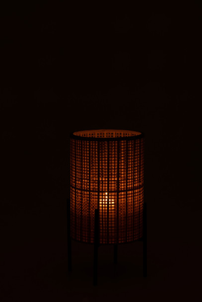 Lantern On Foot Bamboo Natural L