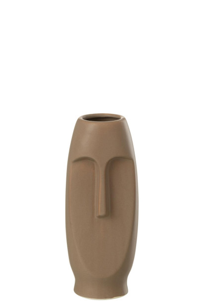 Face Terracotta Vase Brown S