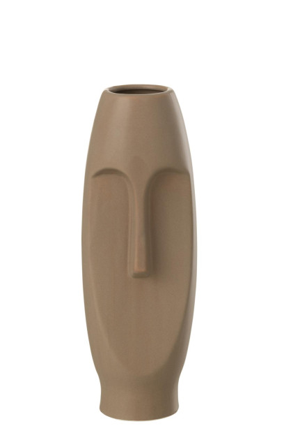 Face Terracotta Vase Brown M