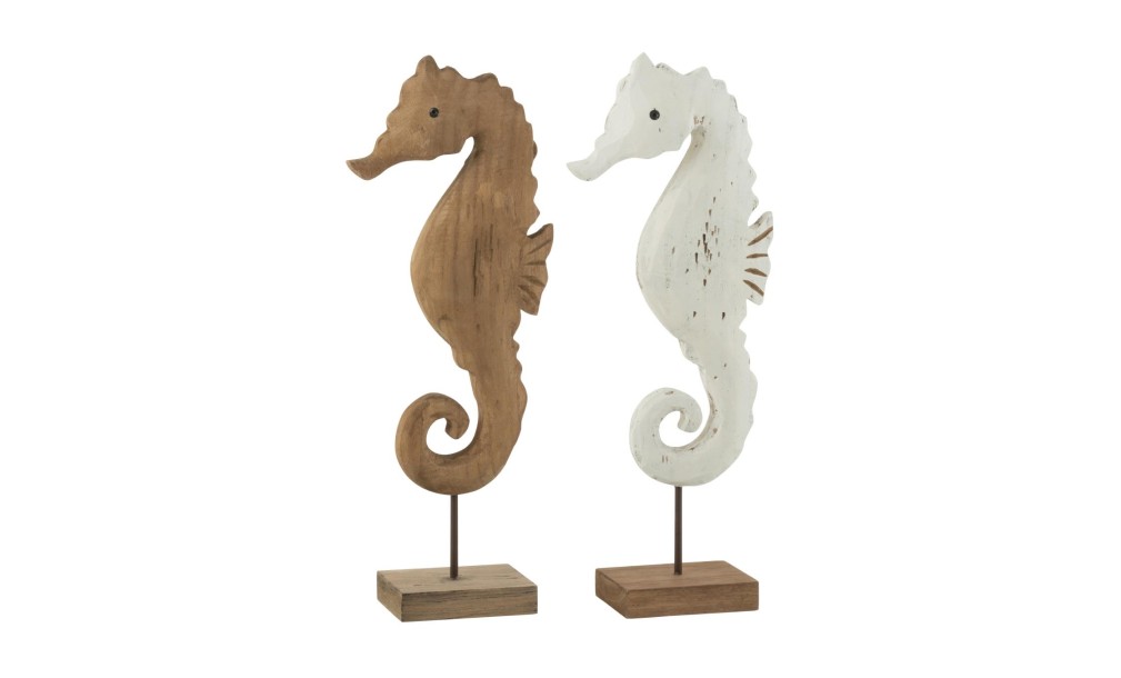 Seahorse Stand Wood Assortment Of 2