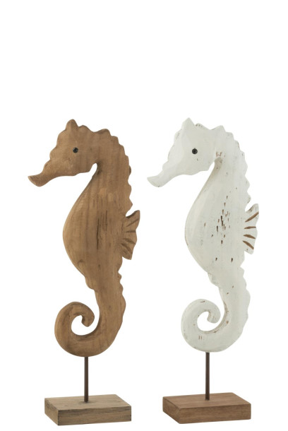 Seahorse Stand Wood Assortment Of 2