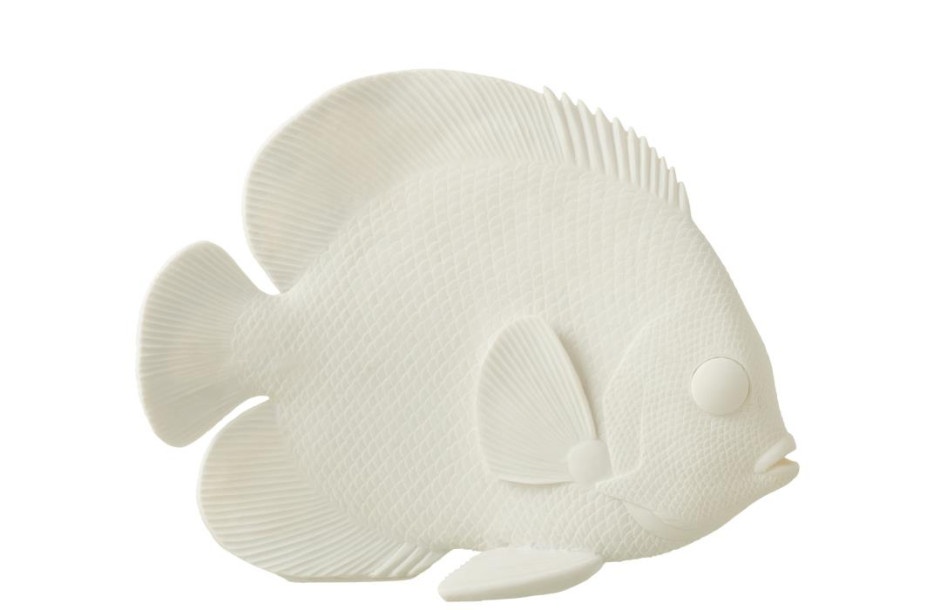 Flat Fish Polyresin White L