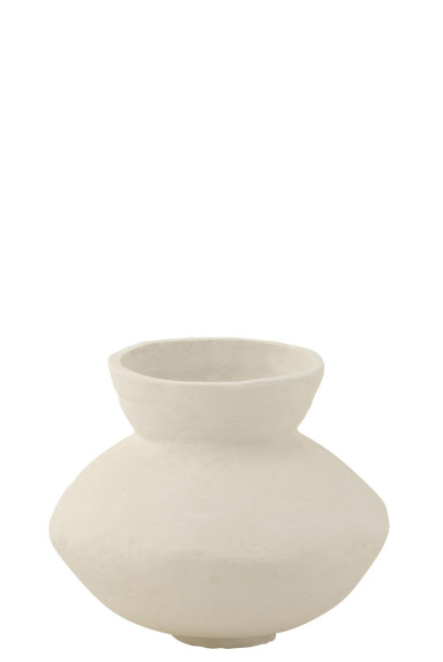 Collar Pot Paper Mache White