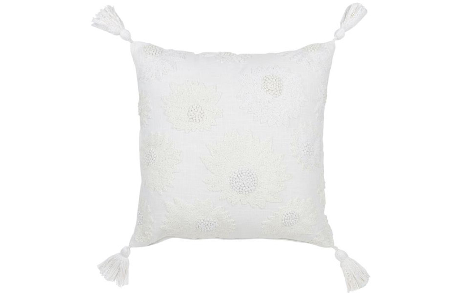 Tassel Cushion White