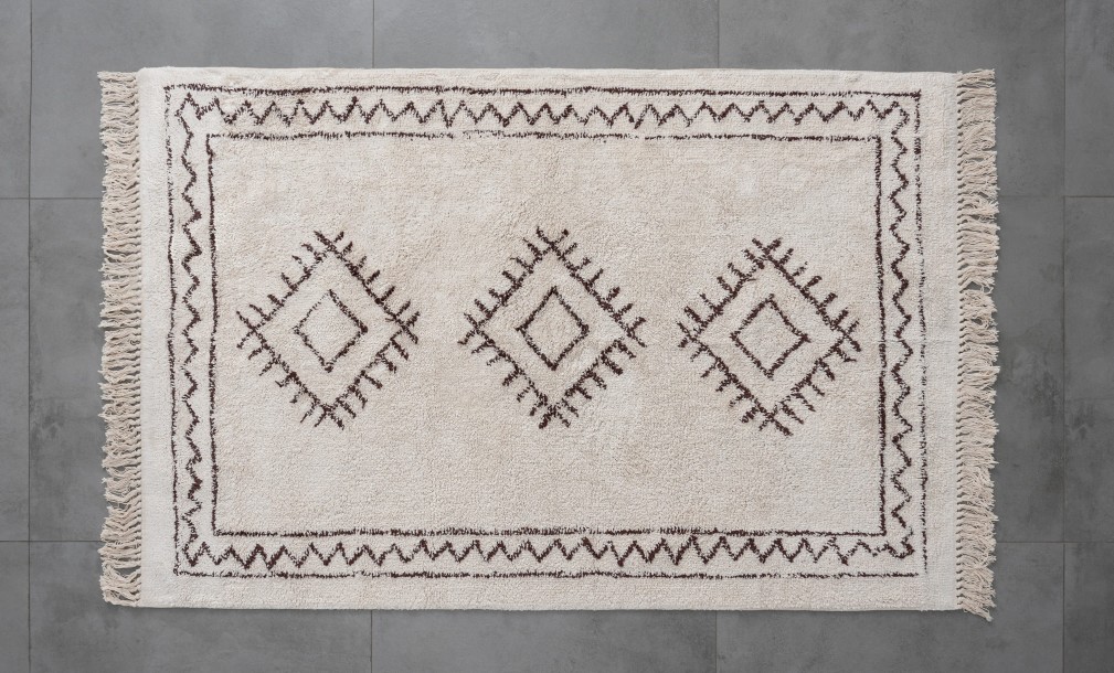 Rune Rug 250x350 cm (brown pattern) with fringe