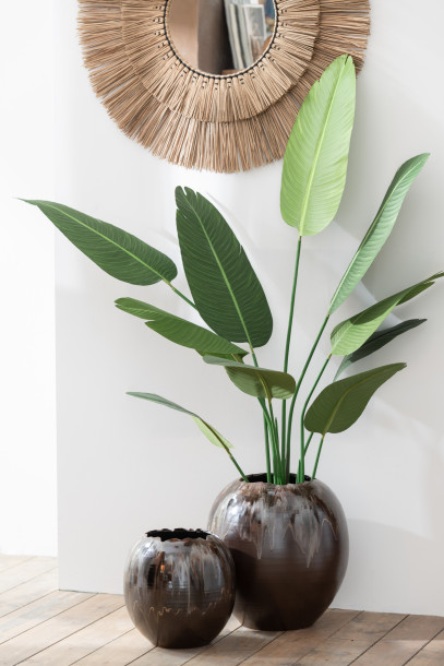 Rahu Brown Flower Pot L