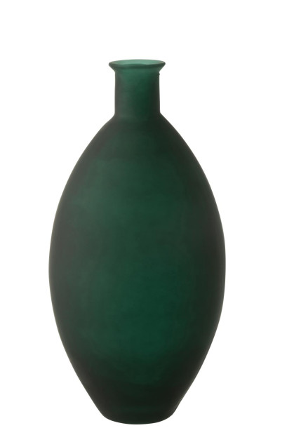 Vase Oval Glass Matte Green